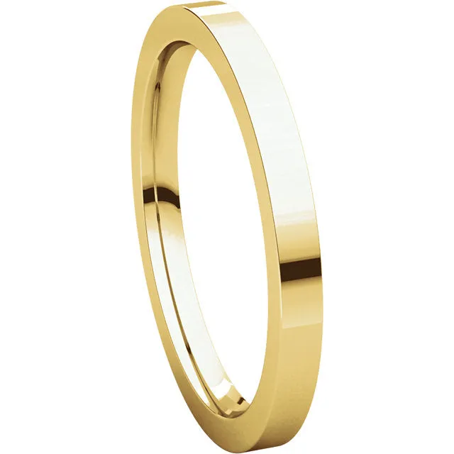 14k Yellow Gold 2mm Flat Comfort Fit Band, Size 9