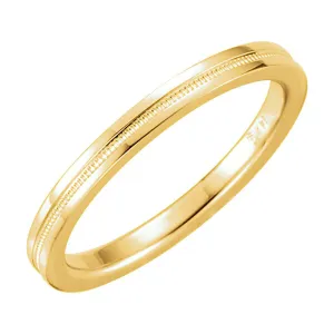 14k Yellow Gold 2mm Flat Comfort Fit Milgrain Band Size 6