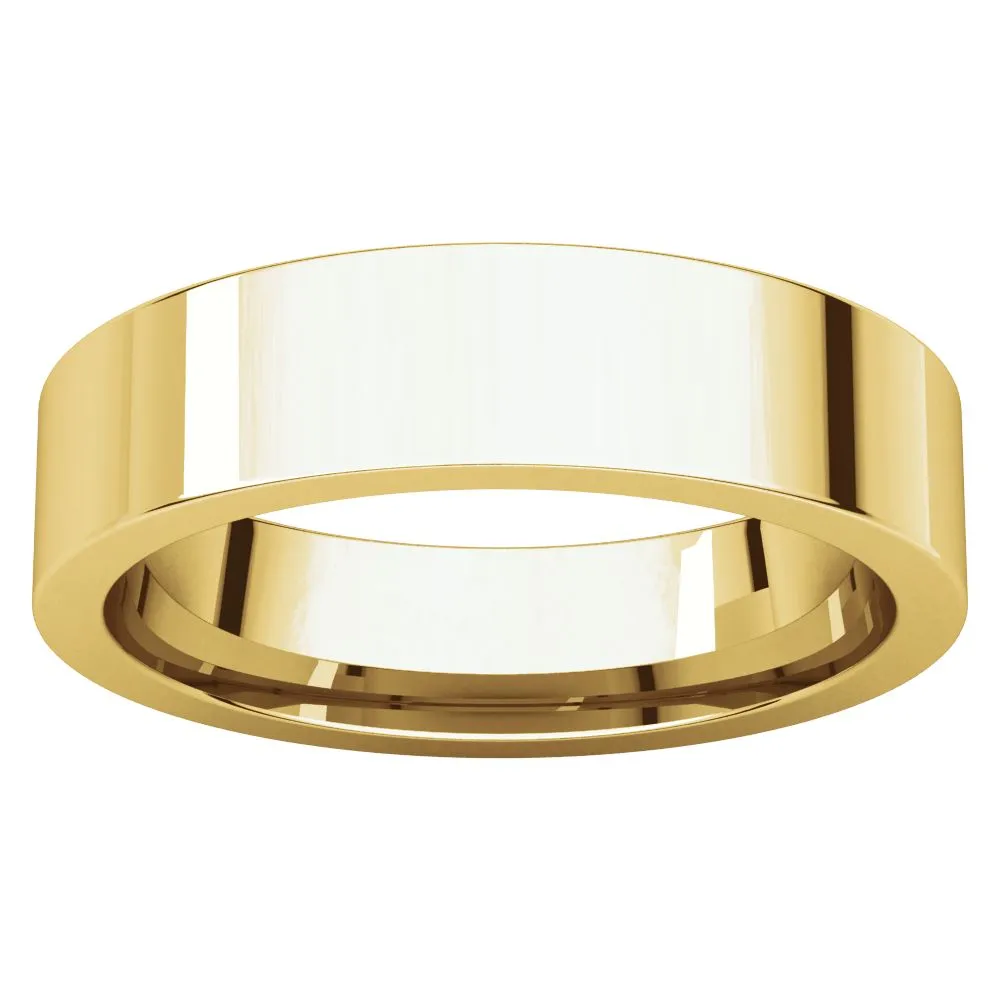 14k Yellow Gold 5mm Flat Comfort Fit Band, Size 10