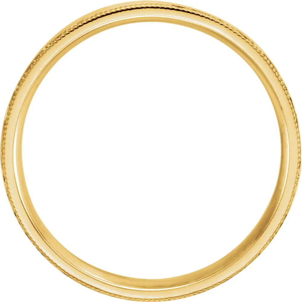 14k Yellow Gold 5mm Flat Comfort Fit Milgrain Hammer Finish Band Size 11