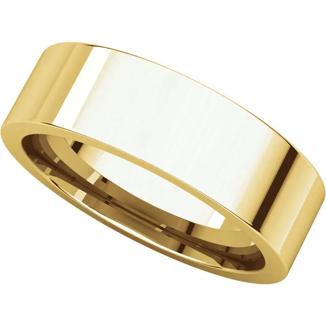14k Yellow Gold 6mm Flat Comfort Fit Band, Size 12