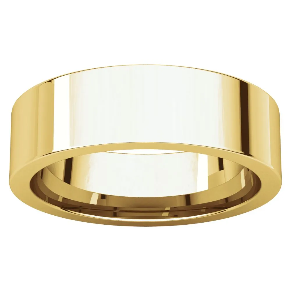 14k Yellow Gold 6mm Flat Comfort Fit Band, Size 12
