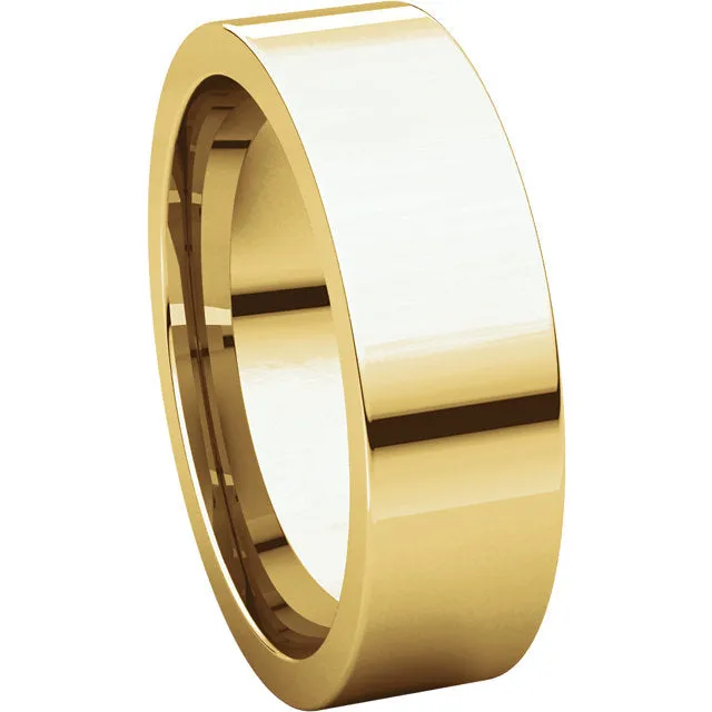 14k Yellow Gold 6mm Flat Comfort Fit Band, Size 12