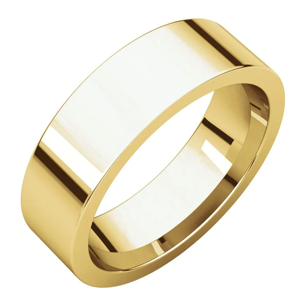 14k Yellow Gold 6mm Flat Comfort Fit Band, Size 12