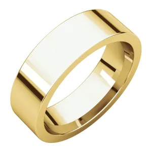 14k Yellow Gold 6mm Flat Comfort Fit Band, Size 12