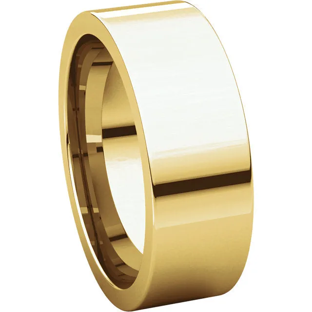 14k Yellow Gold 7mm Flat Comfort Fit Band, Size 7