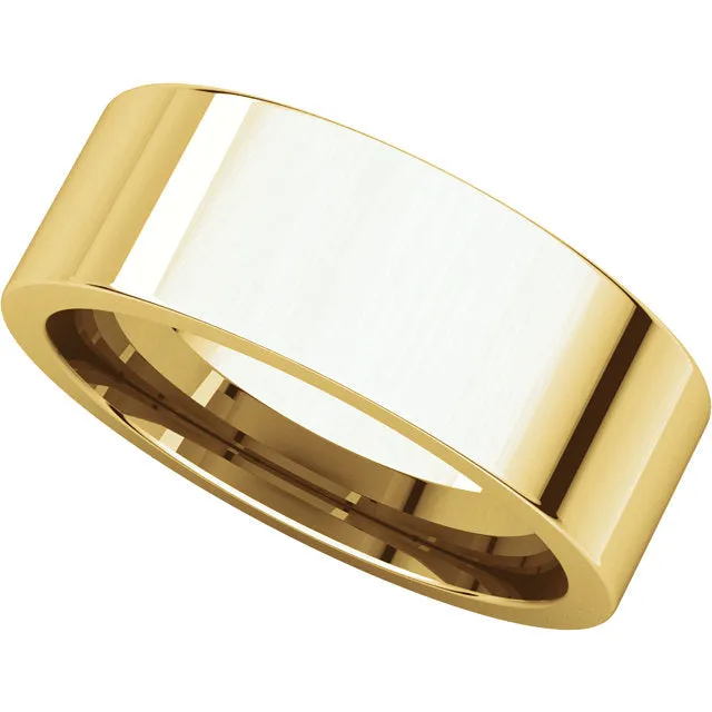 14k Yellow Gold 7mm Flat Comfort Fit Band, Size 7
