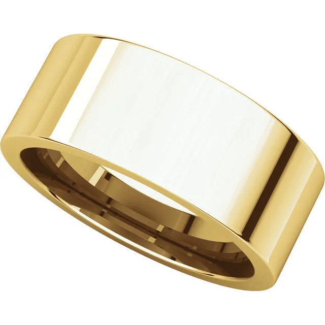 14k Yellow Gold 8mm Flat Comfort Fit Band, Size 8