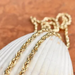 14KT Yellow Gold Semi-Solid Rope Chain Necklace 2.8mm