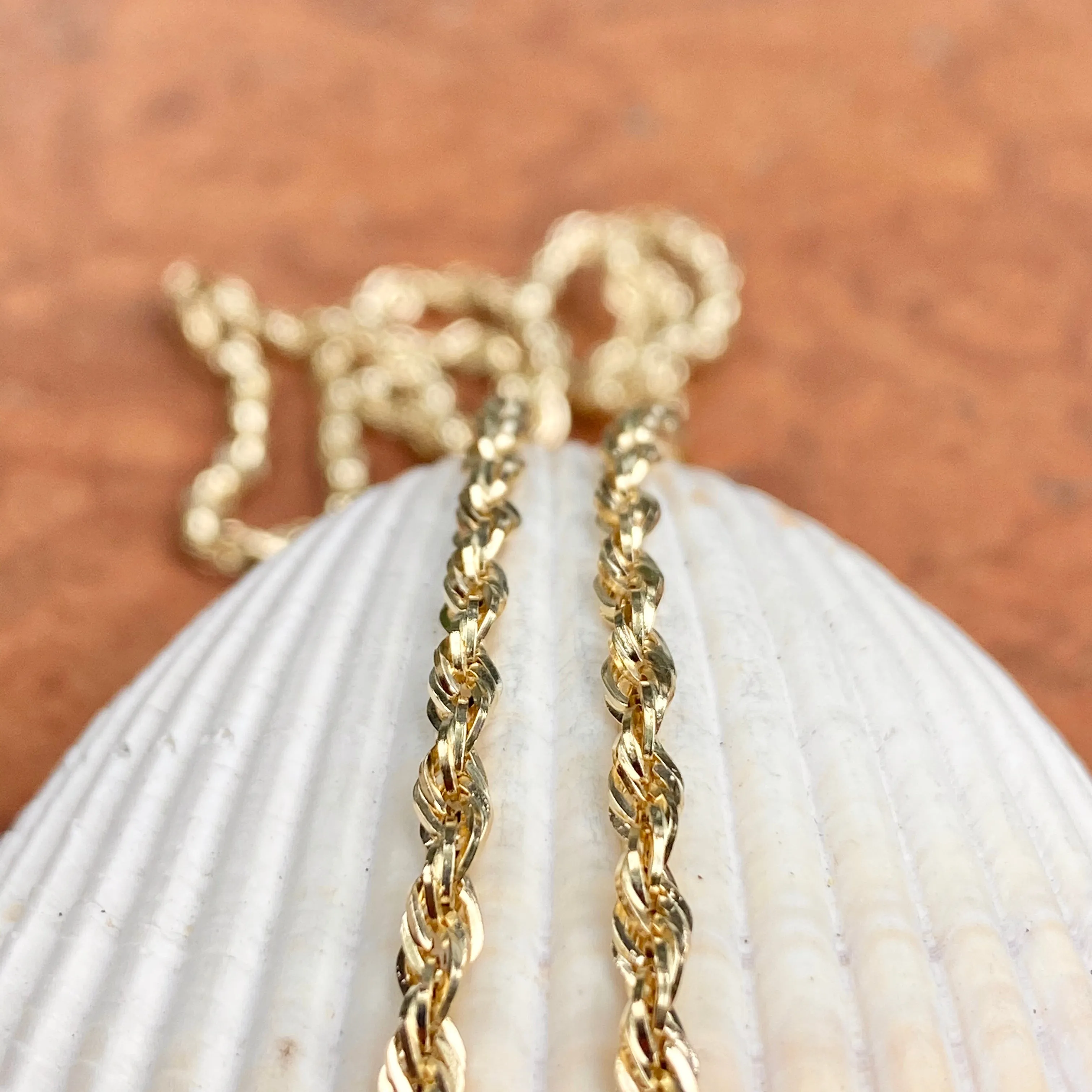 14KT Yellow Gold Semi-Solid Rope Chain Necklace 2.8mm