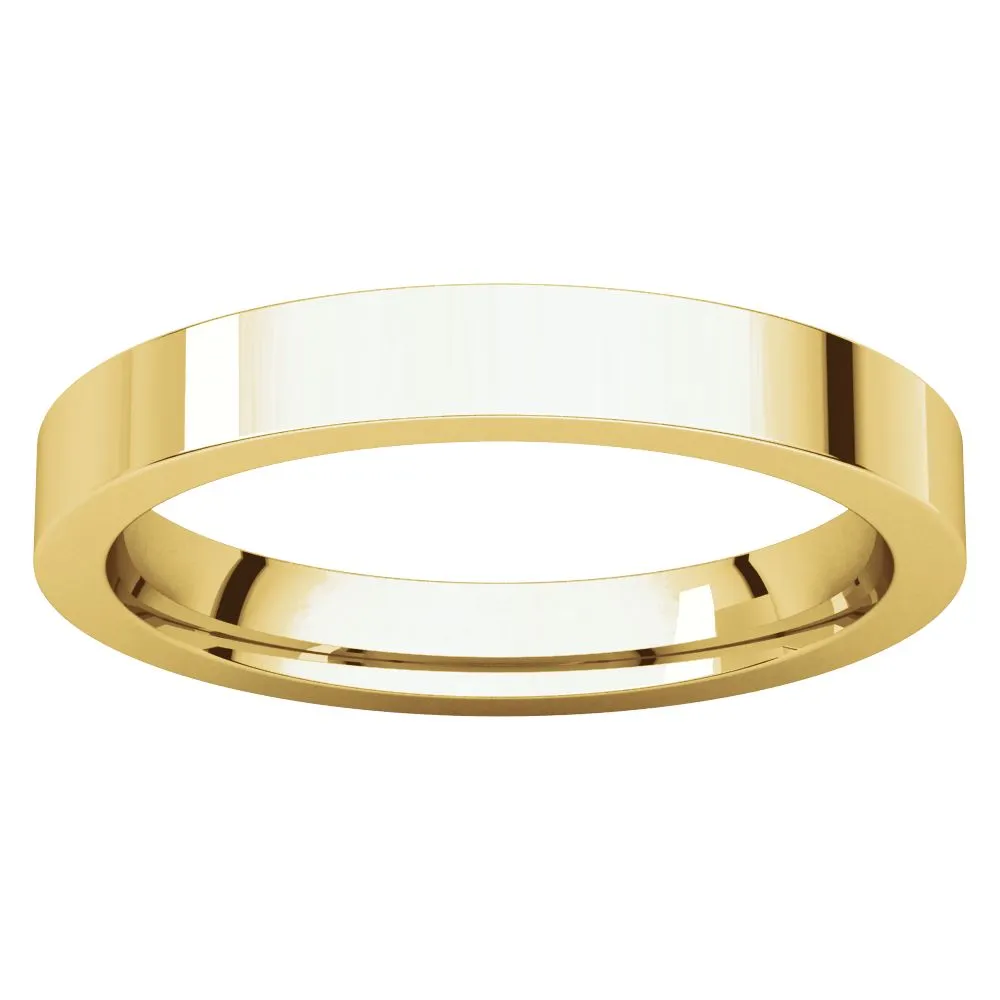 18k Yellow Gold 3mm Flat Comfort Fit Band, Size 5