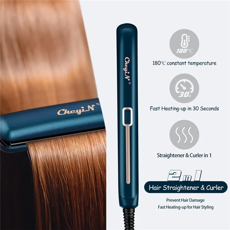 2 in 1 Mini Flat Curling Iron Hair Straightener