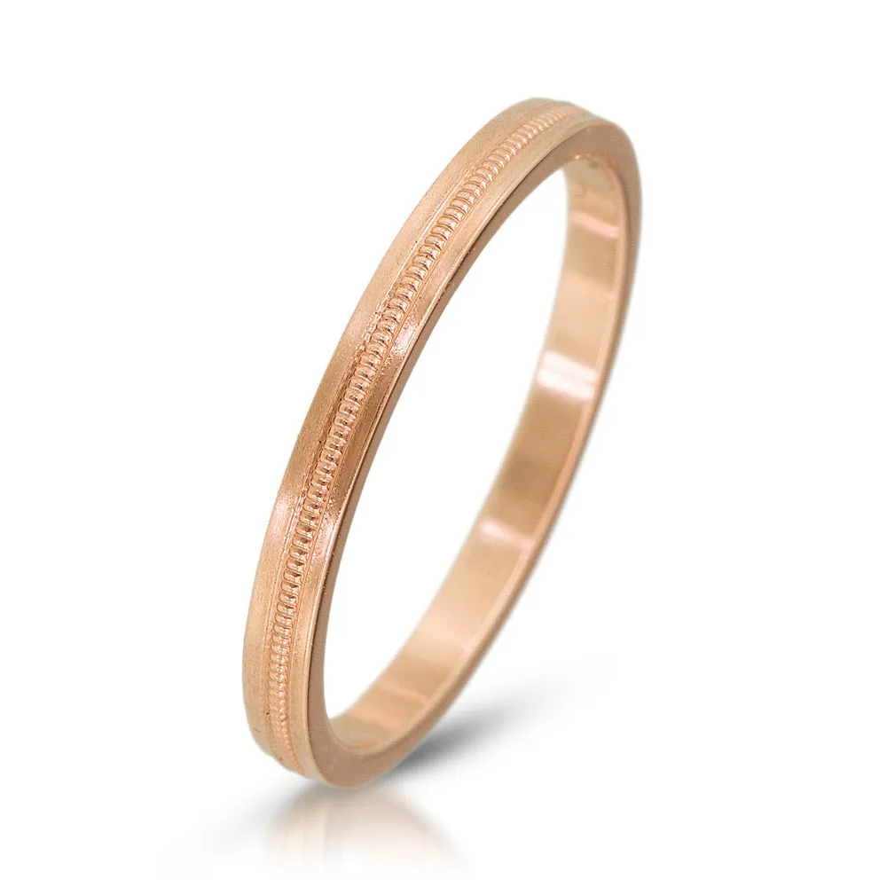 2mm Flat Milgrain Band