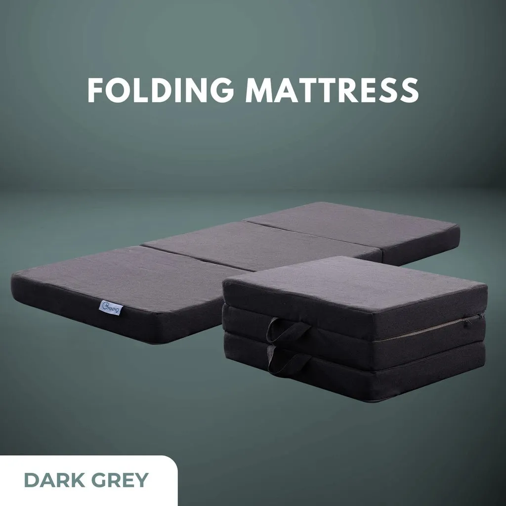 3 Fold Folding Mattress Single Dark Grey