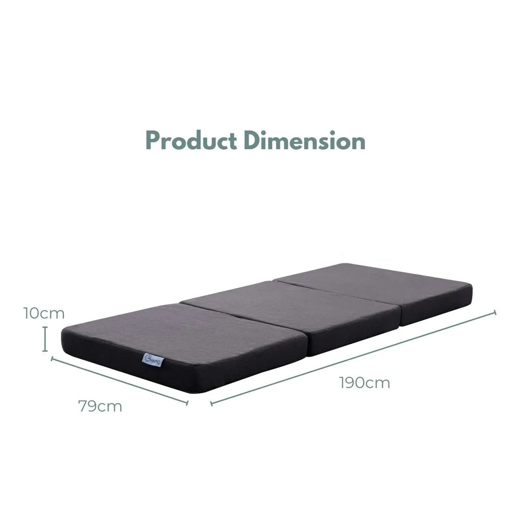 3 Fold Folding Mattress Single Dark Grey
