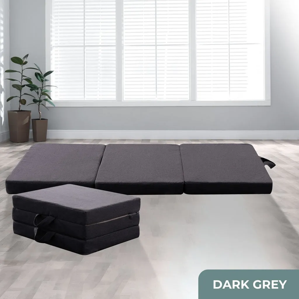3 Fold Folding Mattress Single Dark Grey