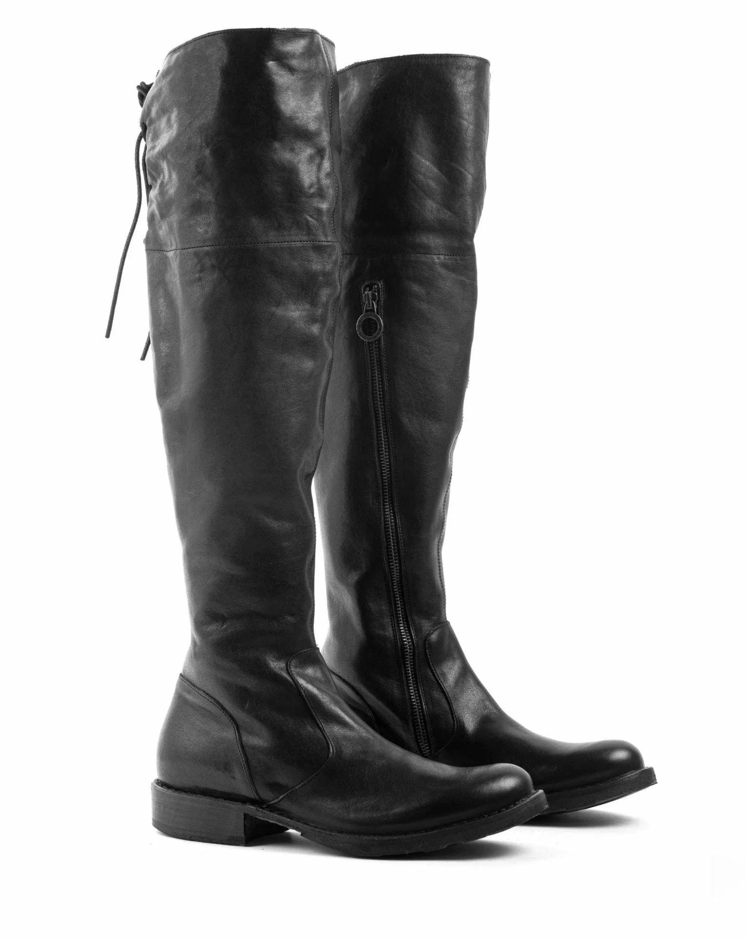 705 Black Leather Tall Boots