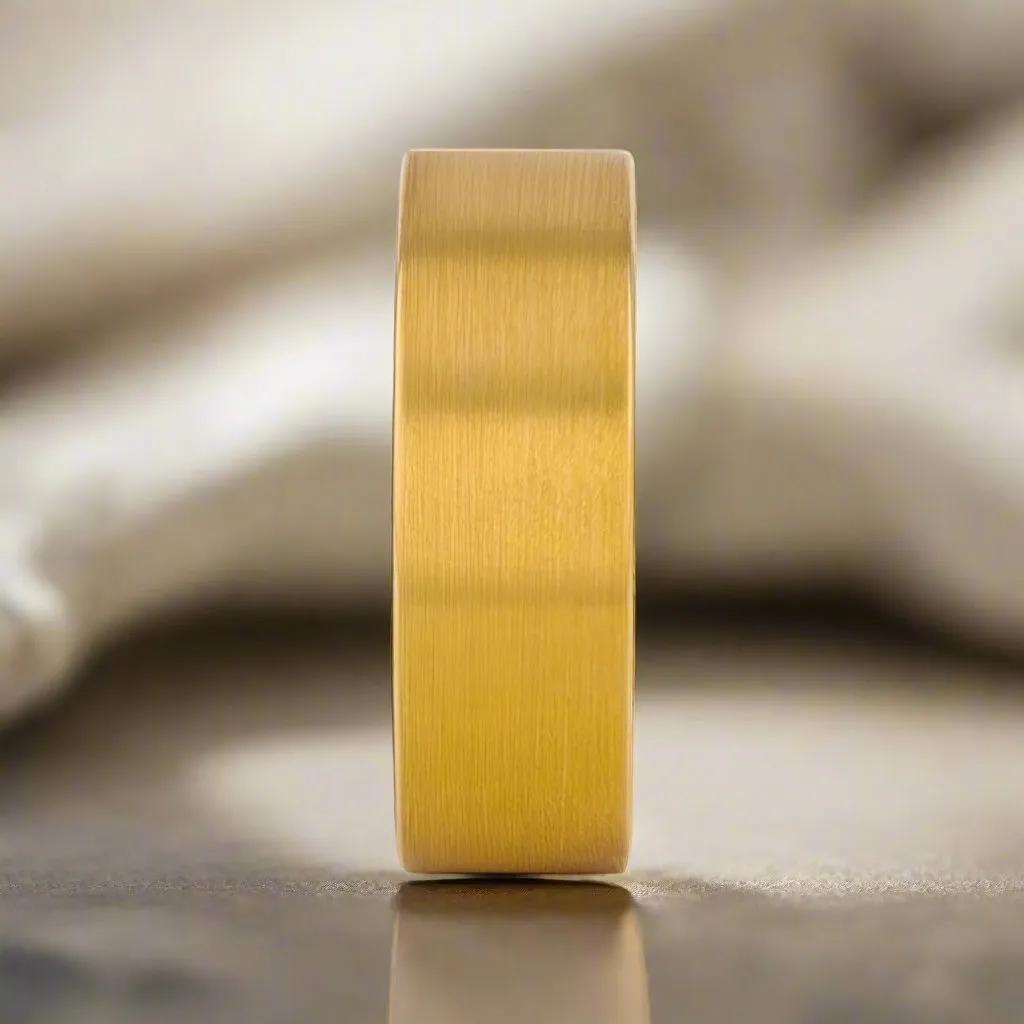 ADDERSFIELD | Gold Ring, Gold Tungsten Ring, Brushed, Flat