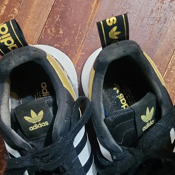 Adidas Black and Gold Leopard Womens Sneakers Size 6.5