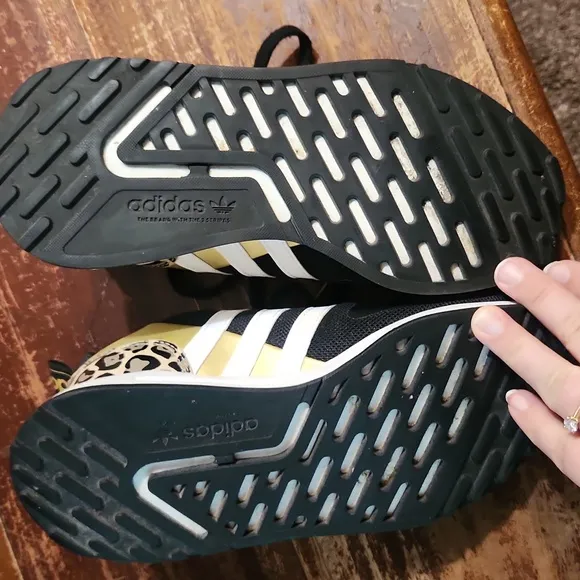 Adidas Black and Gold Leopard Womens Sneakers Size 6.5