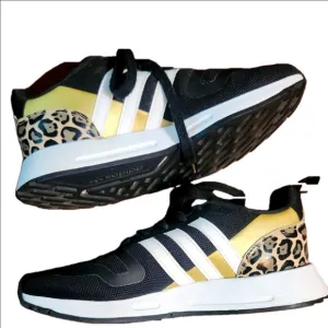 Adidas Black and Gold Leopard Womens Sneakers Size 6.5