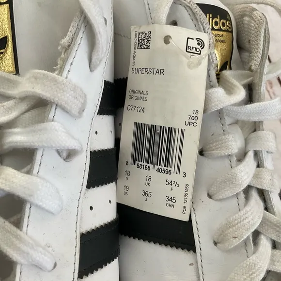 ADIDAS SIZE 19 SUPERSTAR SHELL TOE SNEAKERS
