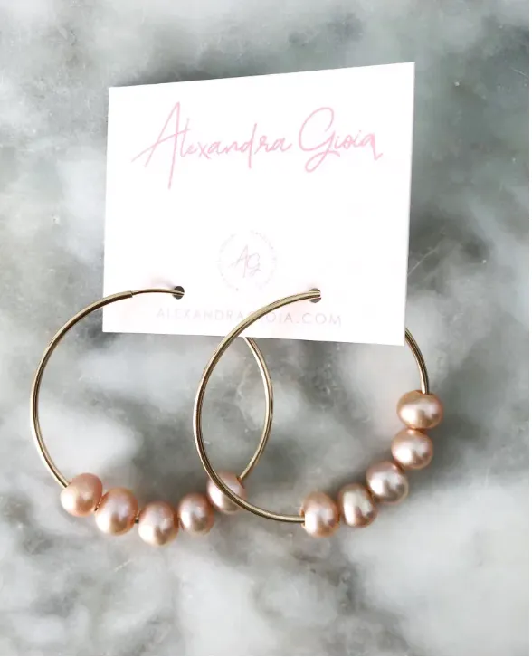 Alexandra Gioia Pink Pearl Hoops