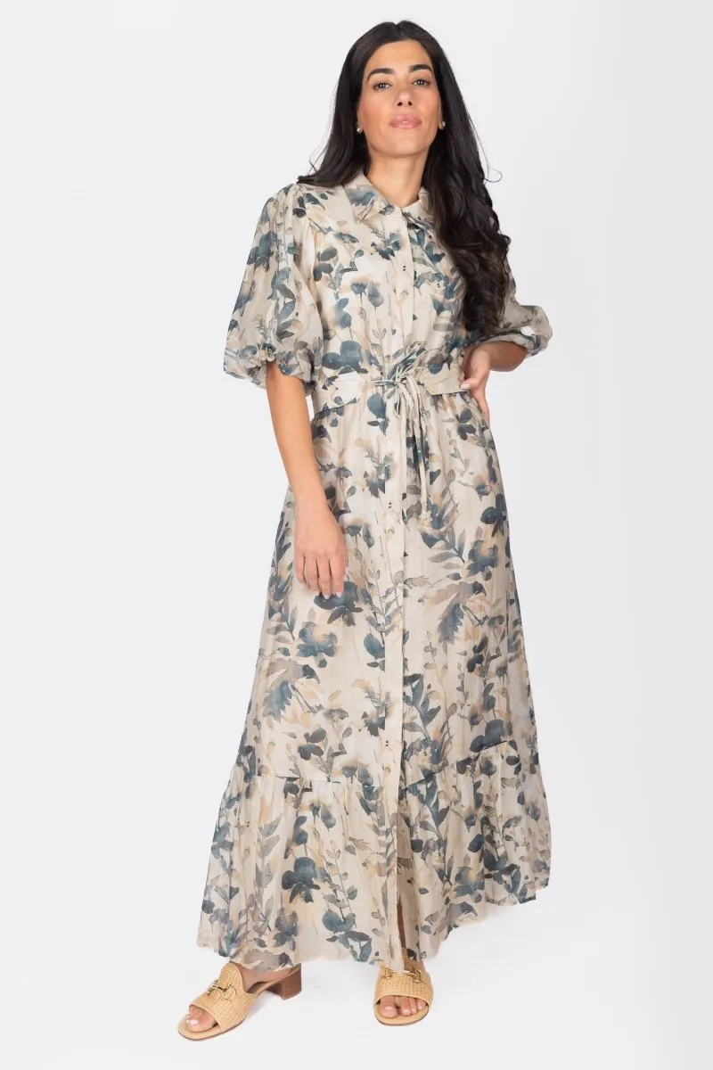 ALICE DRESS SHORT SLEEVE (BEIGE/NAVY)