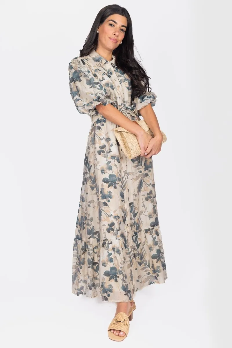 ALICE DRESS SHORT SLEEVE (BEIGE/NAVY)