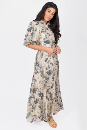 ALICE DRESS SHORT SLEEVE (BEIGE/NAVY)
