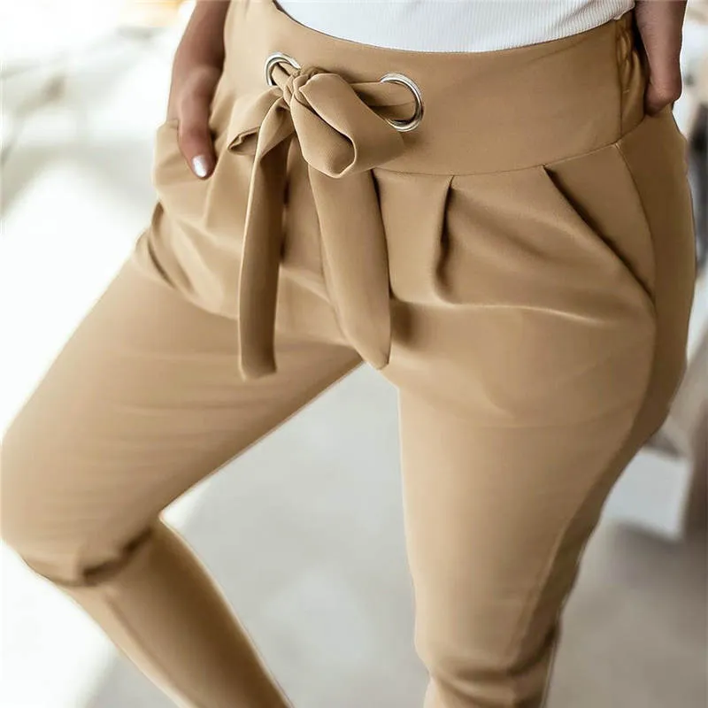 Alina High-Waist Tie-Front Tapered Pants