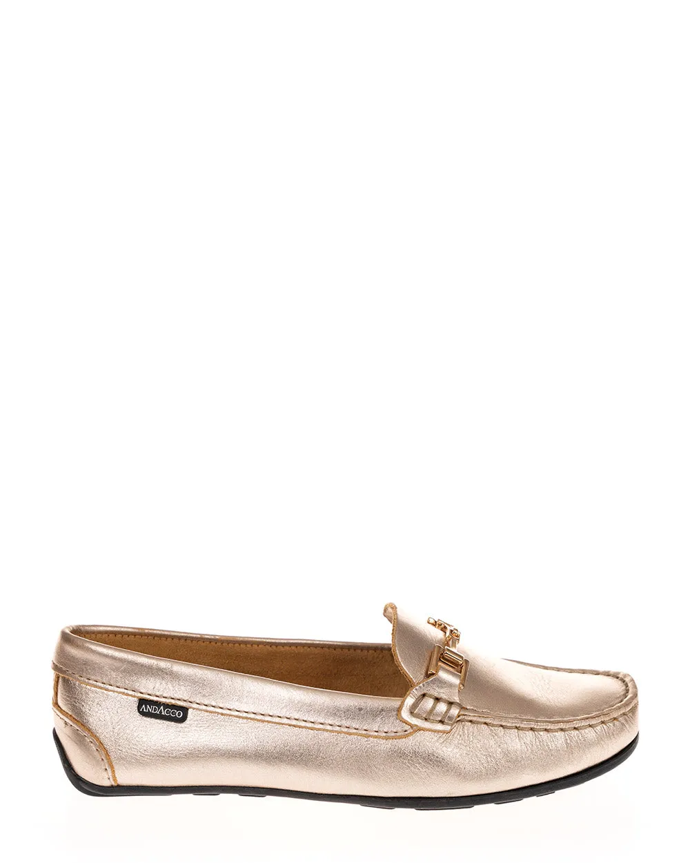 Andacco 3586 Gold Metalic Leather Casual Moccasins