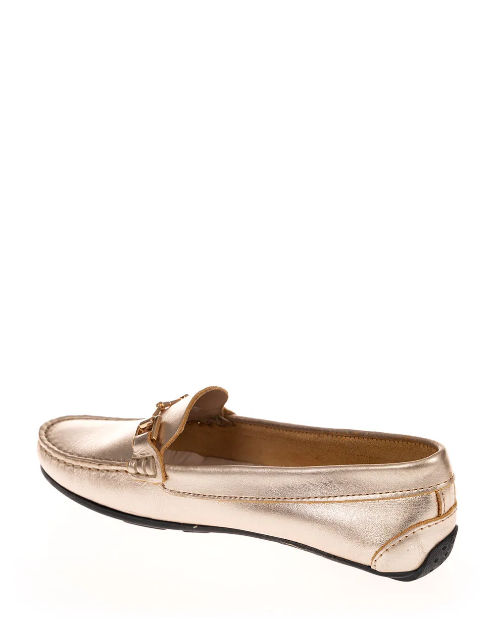 Andacco 3586 Gold Metalic Leather Casual Moccasins