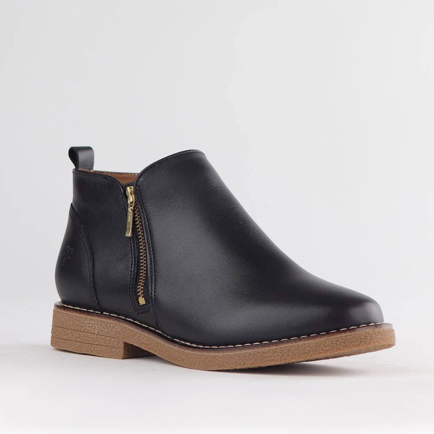 Ankle Boot with Gold Zip in Black Multi - 12777