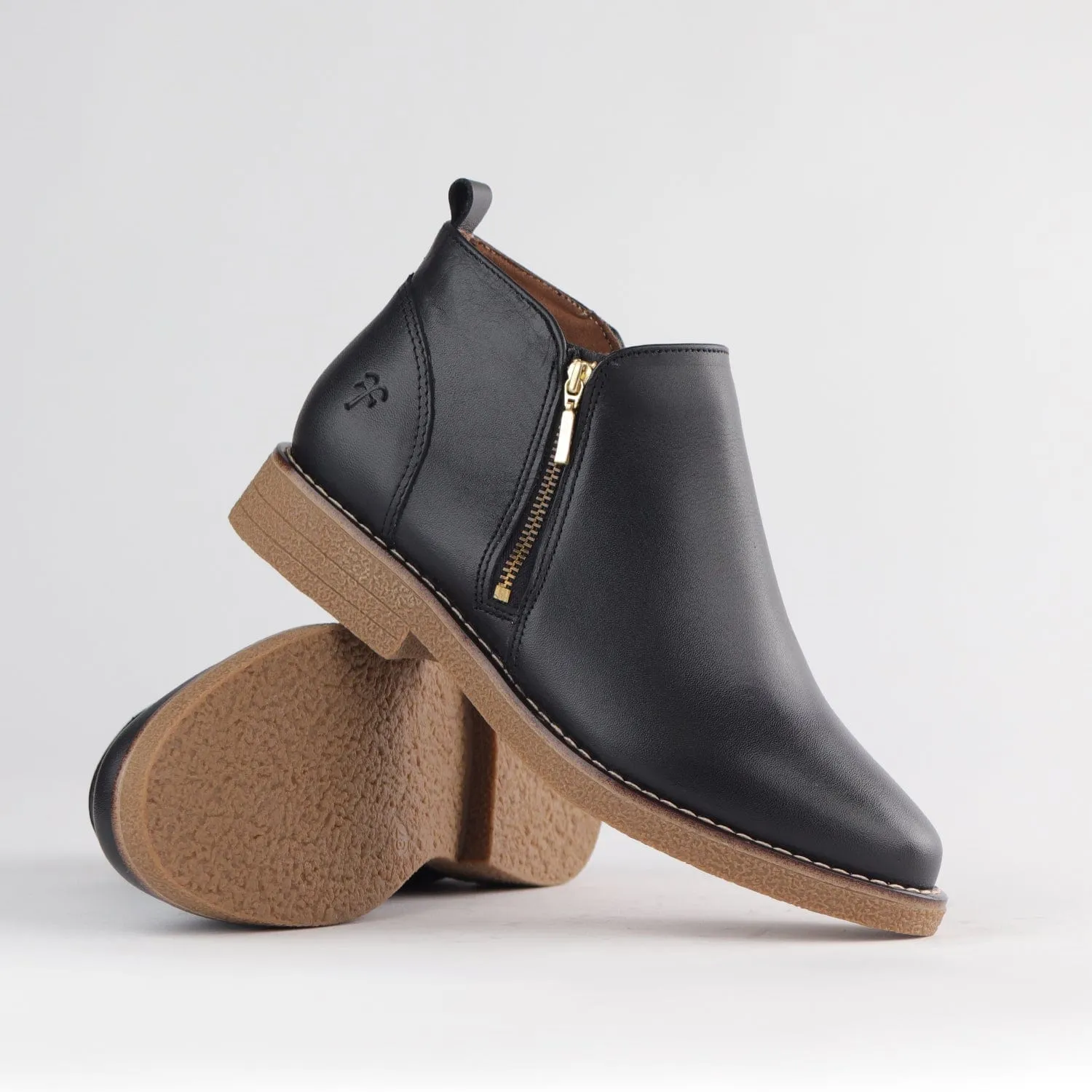 Ankle Boot with Gold Zip in Black Multi - 12777