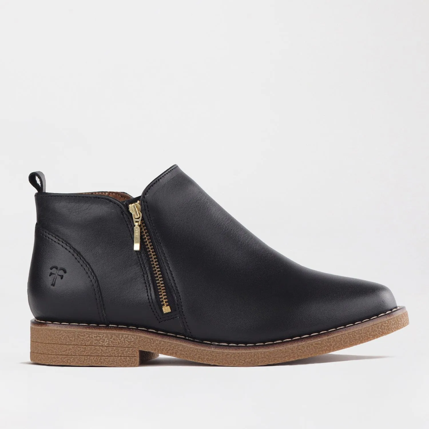 Ankle Boot with Gold Zip in Black Multi - 12777