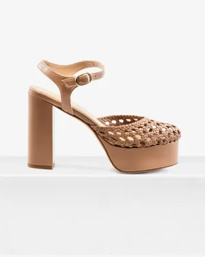 Beatriz Taupe Leather Platform