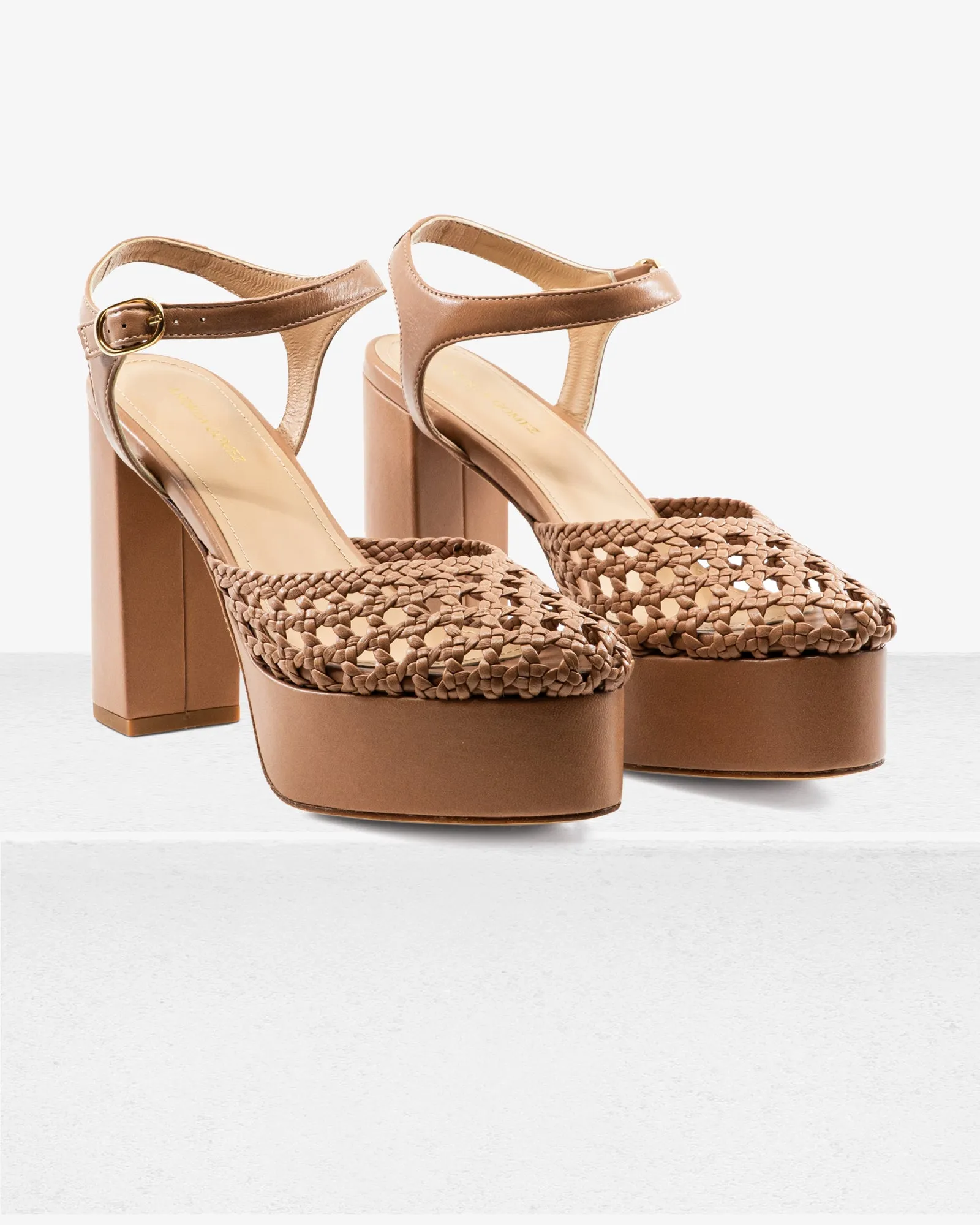 Beatriz Taupe Leather Platform