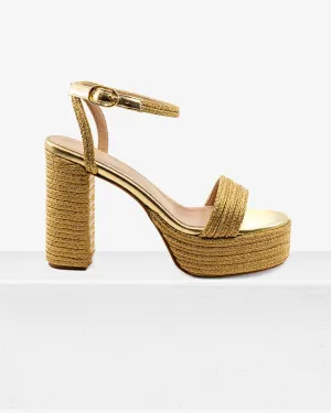 Becka Gold Raffia Platform