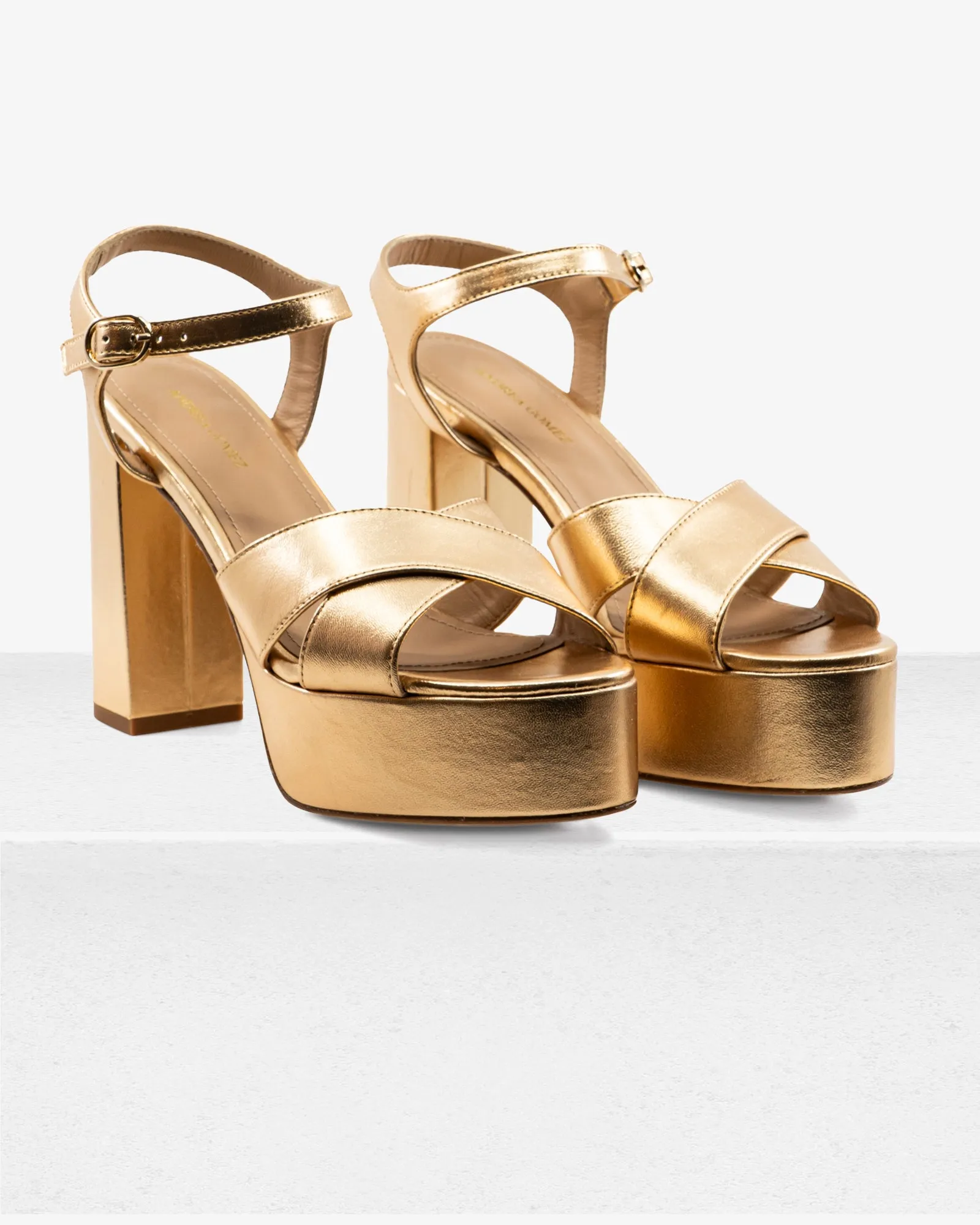 Bella Gold Leather Platform