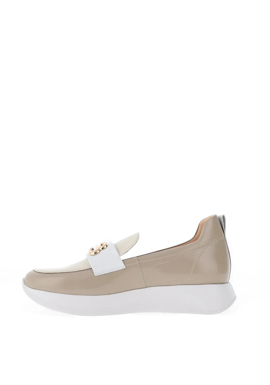 Bioeco by Arka Leather Patent Comfort Loafer, Beige