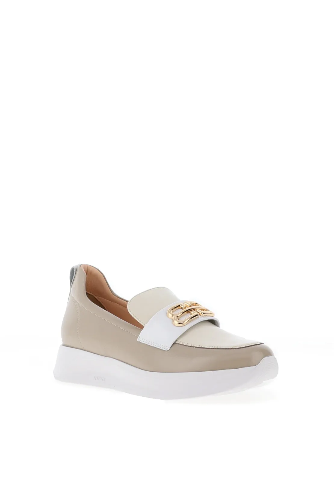 Bioeco by Arka Leather Patent Comfort Loafer, Beige