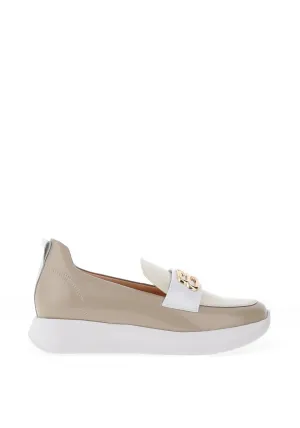 Bioeco by Arka Leather Patent Comfort Loafer, Beige