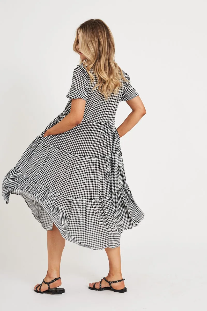 Black & White Gingham Smock Dress