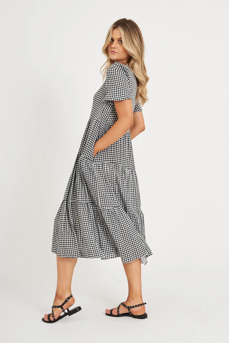Black & White Gingham Smock Dress