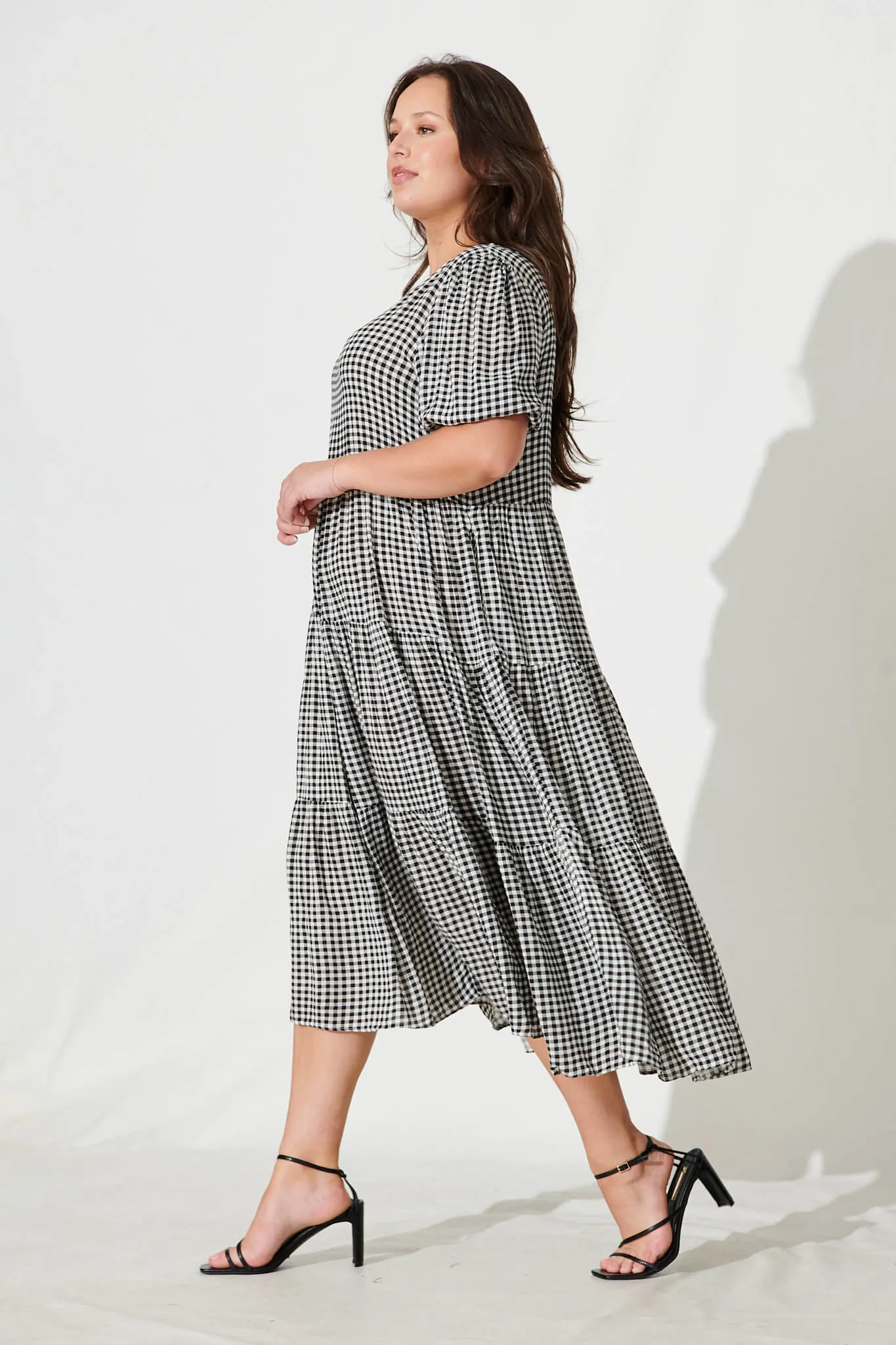 Black & White Gingham Smock Dress