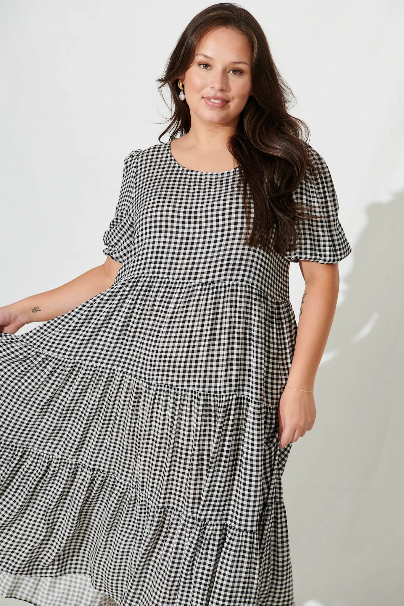 Black & White Gingham Smock Dress