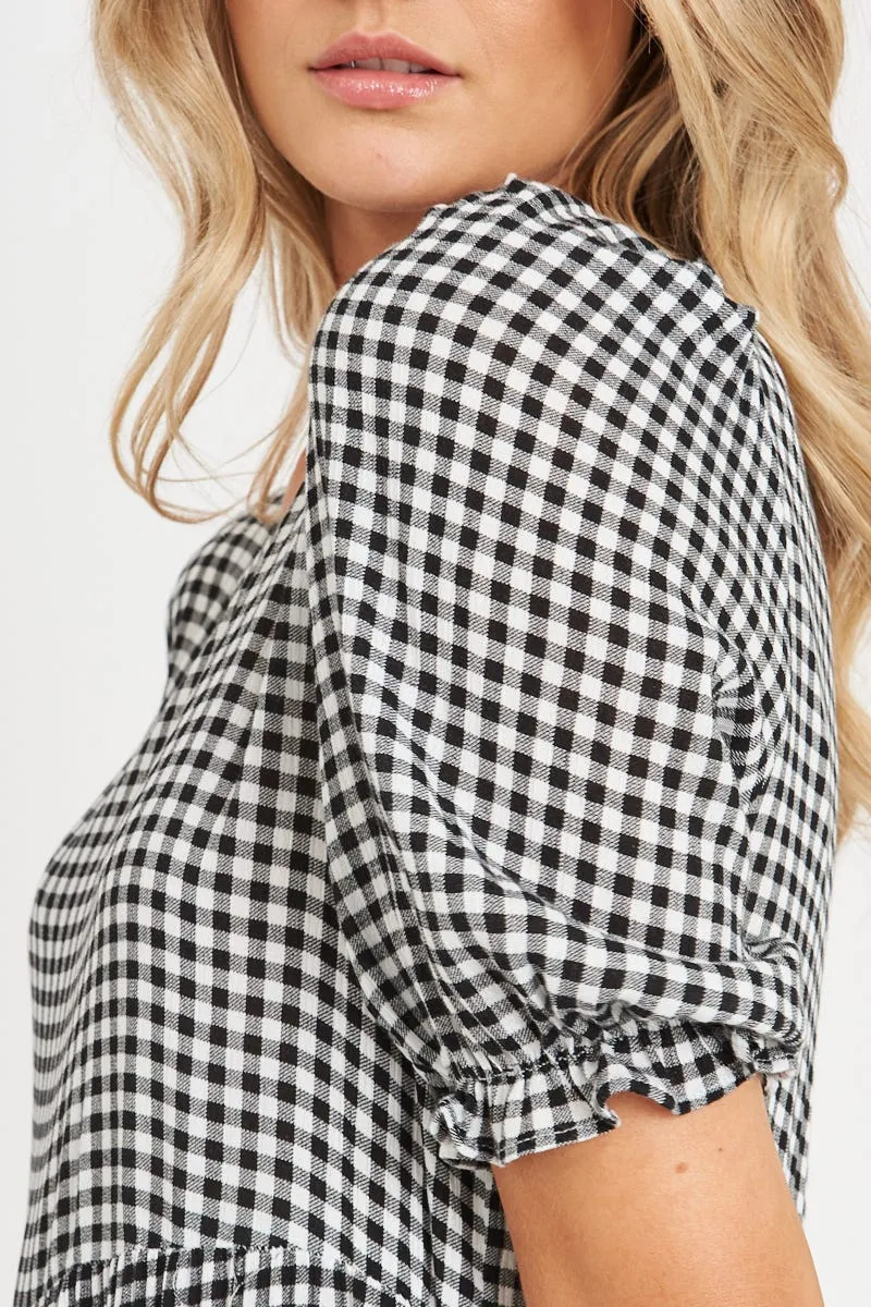 Black & White Gingham Smock Dress