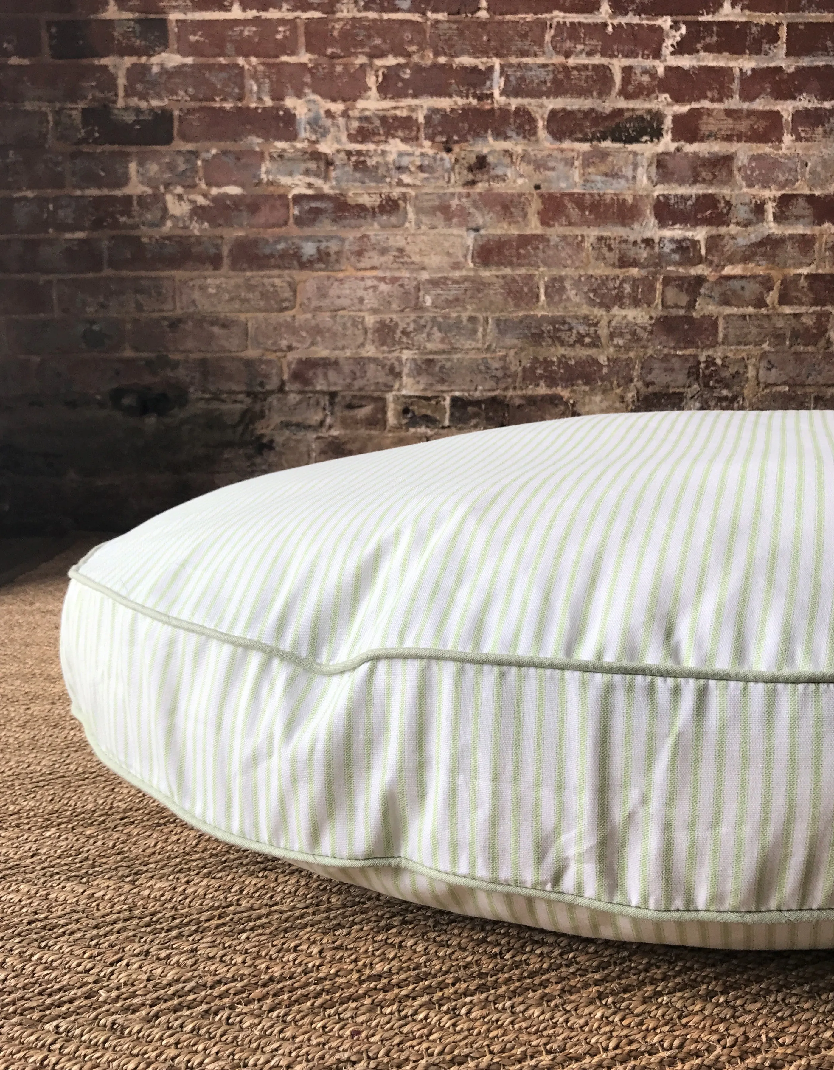 Blush Ticking Stripe Dog Bed