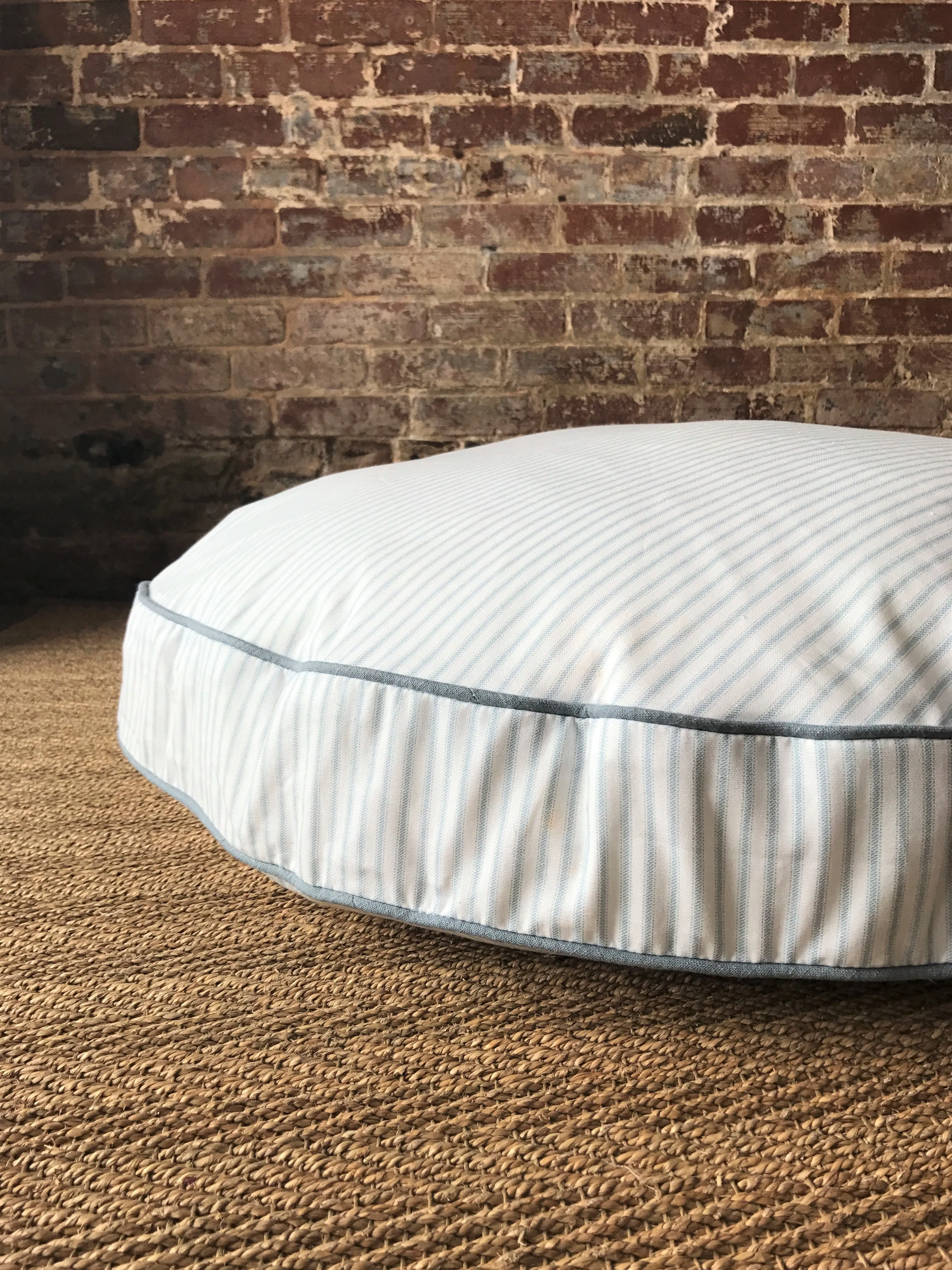 Blush Ticking Stripe Dog Bed